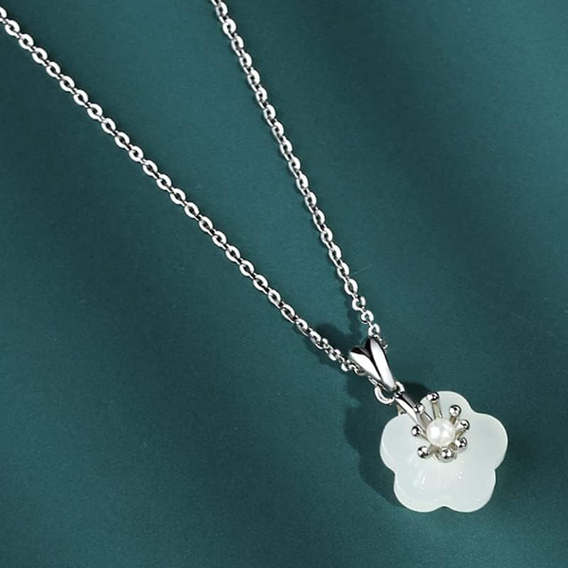 14K Gold Jade Peach Blossom Necklace, Freshwater Pearl Peach Blossom Pendant Necklace, For Mother, Wife, Girlfriend's Birthday, Mother's Day Gift - Image 4