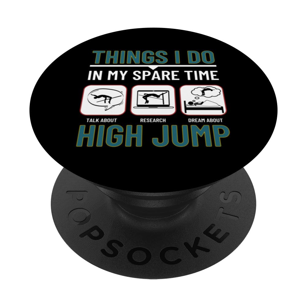 High Jumper Things I Do In My Spare Time Funny High Jump PopSockets Swappable PopGrip, Black