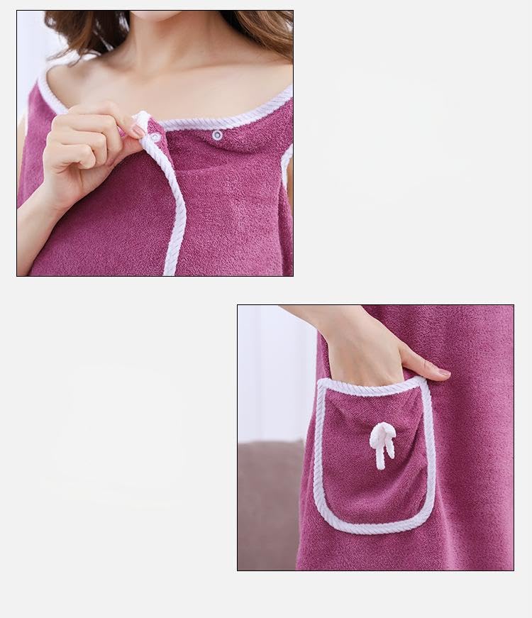 RFAN Women's Wearable Bath Skirt, with Bowknot Pocket & 2-Button Design, Perfect for Bath, Shower, to-dayily Use4