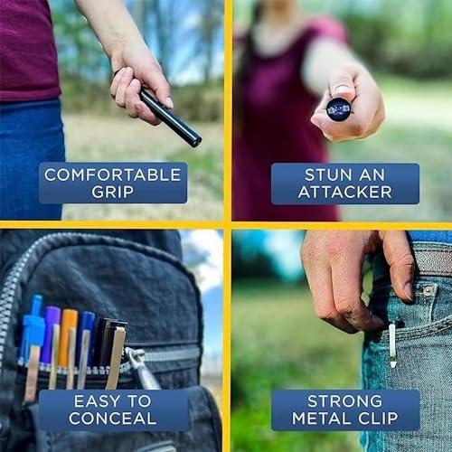 Bikenda Taktischer tragbarer Elektroschocker mit hoher Leistung, Windproof Dual-Arcs-Feuerzeug, Starke Selbstverteidigung Für Frauen, Bikenda Taktischer Elektroschocker (Schwarz+Weiß)