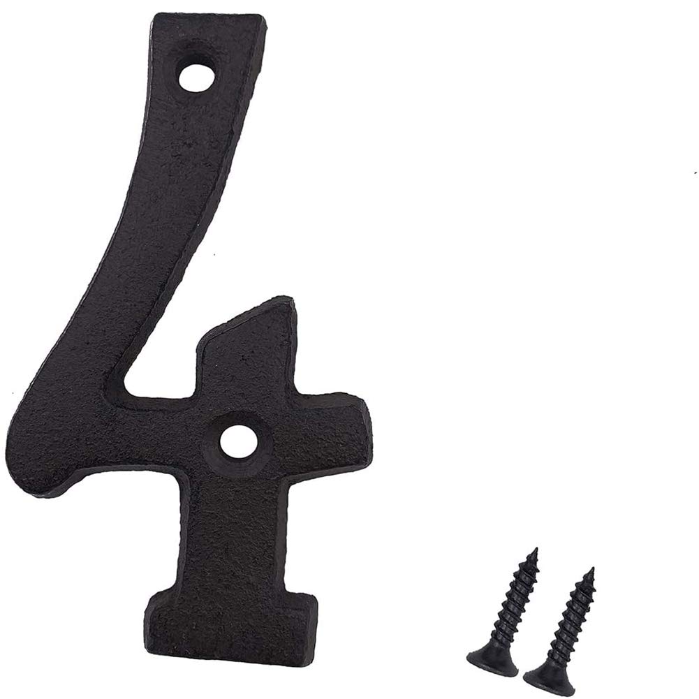 Suithink 3 Inch Black Metal Arabic Numbers Cast Iron House Sign DIY Address Numbers with Fixing Screws (4)