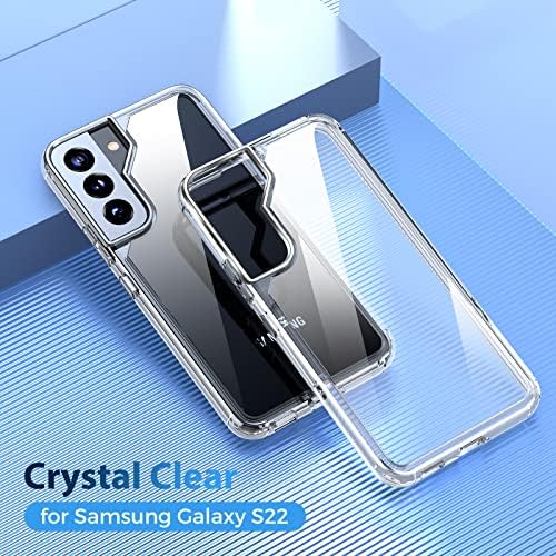 KKM Case for Samsung Galaxy S22 2022, Military Grade Drop Test Protective Phone Case, Transparent Anti-yellowing Phone Cover, Crystal Clear, Anti-slip, Wireless Charging Compatible