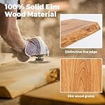 36" Rustic Elm Wood Floating Shelves for Wall, 9.3 Inch Deep Live Edge Wall Shelves for Storage, Wall-Mounted Display Shelves with Invisible Bracket for Living Room Bedroom Kitchen, Set of 2, Natural - Image 4