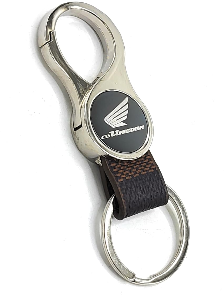 Round Shape Leather Metal Keychain for CB Unicorn Bike Key Chain ()-image-22