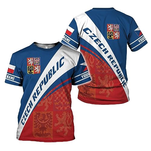 Riveprints Personalized Czech Shirts 3D, Czechoslovakian T-Shirts, Czech Republic Flag Pride Shirt Unisex, Gifts for Czechs (CZ 9)
