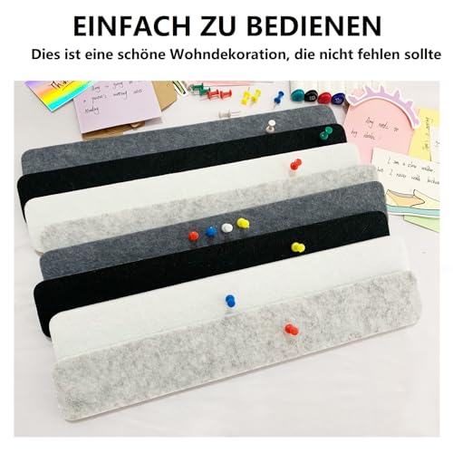 8 Stück schwarz-weiß-graue Pinnwand Bar Streifen Korkplatte,Filz Pinnwand mit 40 Stück Pushpins für Foto Hängen, Boards Bulletin Board Wanddekoration für Büro Küche