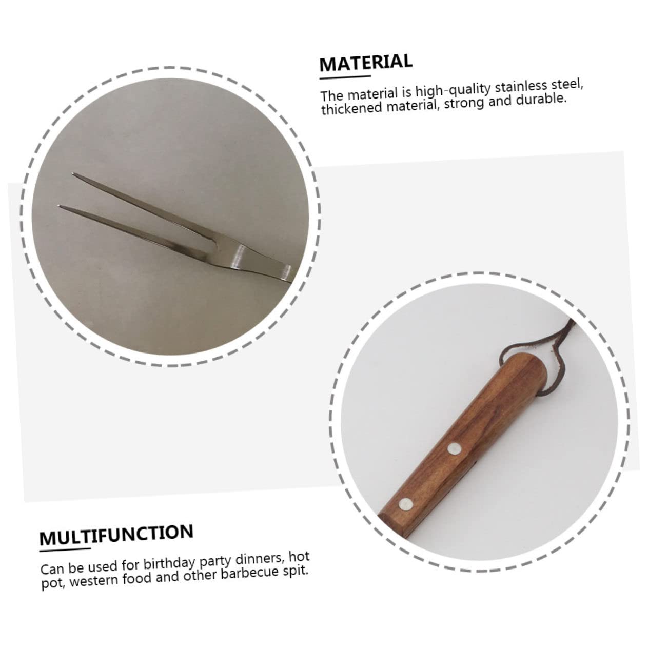 Happyyami 3pezzi Forchetta Da Barbecue Inossidabile Con Manico Utensile Per Grigliate All Aperto Resistente Alta Temperatura Per Spiedini e Design Pratico e Durevole