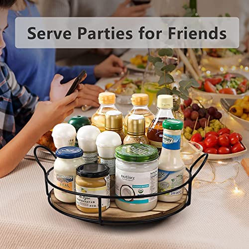 Zhujerry Wood Lazy Susan Turntable 9.5 Inch Kitchen Organizer, Rotating Spice Rack For Cabinet Pantry Counter Top, Farmhouse 360 Degree Turntable #TOP5