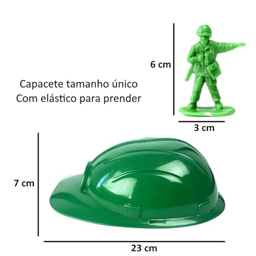 Brinquedo Infantil Soldadinhos de Plástico com Capacete Infantil Kit com 18 peças Soldados e Chapéu