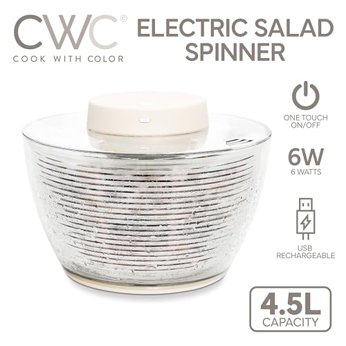 image for COOK WITH COLOR Electric Salad Spinner, Round 4.5L Capacity – Fast D