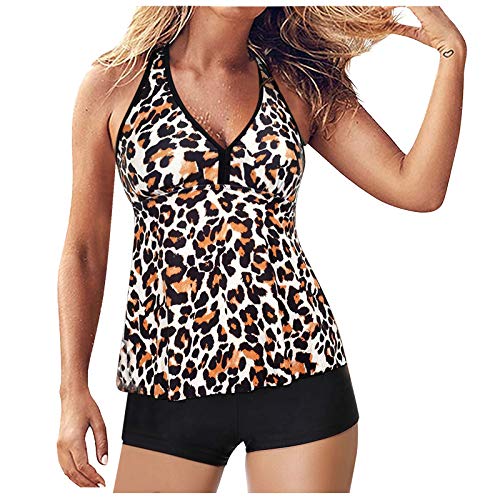 Fossean Tankini traje de baño para mujer, conjunto de bikini clásico para mujer, control de barriga, talla grande, con pantalones cortos, traje de baño de dos piezas