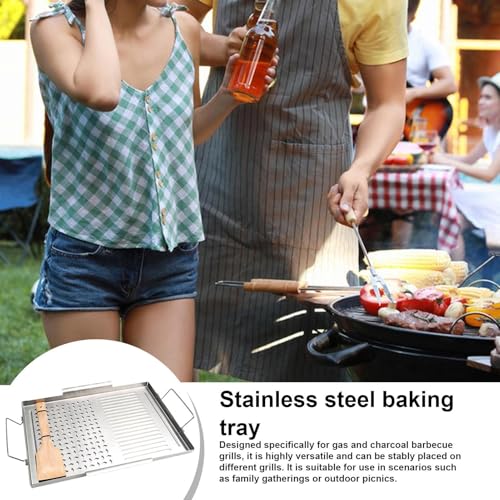 Outil de barbecue gril en acier inoxydable dessus plat 42cm