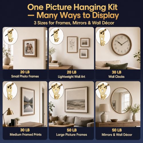 Image of 75-Piece Picture Hangers with Nails for Drywall and Wood, 20-50 lb