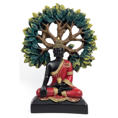 Image of eCraftIndia Lord Buddha Idol for Home Decor Living Room | Gautam Buddha Statue Under the Bodhi-Tree | Showpiece Gift for Housewarming Birthday