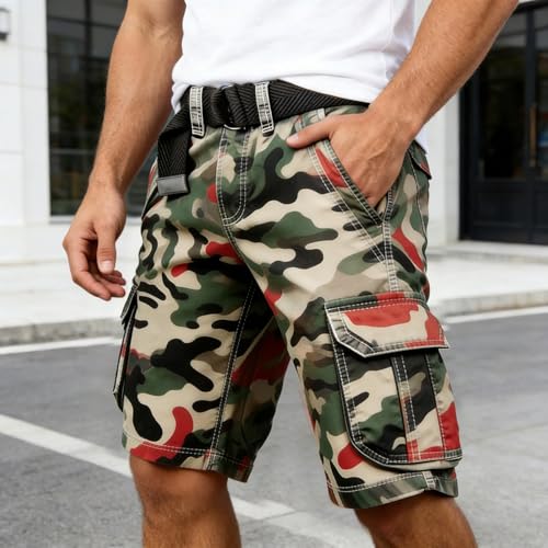 Short cargo homme imprimé été léger et confortable avec poches