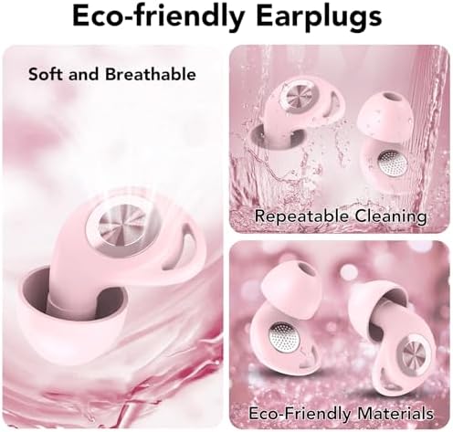 Ear Plugs for Sleeping Noise Cancelling 45dB, Reusable Silicone Earplugs with 8 Eartips and Travel Case, Soft Comfort Hearing Protection for Concerts, Snoring, Travel, Study-Pink — view 5