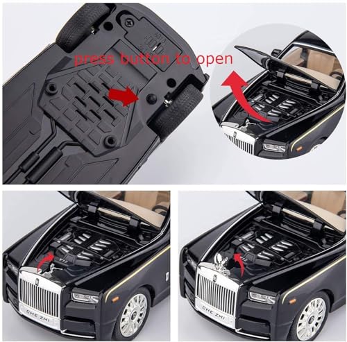 Image of Die Cast Rolls Royce Phantom Model Car, 1:32 Scale, Zinc Alloy, Pull Back, with Light & Sound, 6 Openable Doors, Multi Colour, for Kids & Collectors (Multicolor)