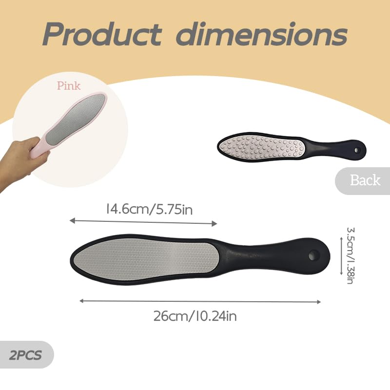 2 piezas Lima para Pies Durezas, Lima Pies, Lima Durezas Pies, Lima Doble Cara para Pies Secos y Húmedos, Ideal para Pedicuras en Casa y Profesionales, Elimina Piel Muerta y Dura,Black y Pink