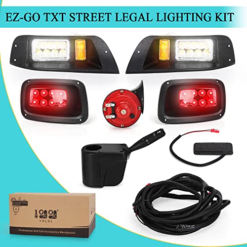 9.99World Mall Ezgo Light Kit Fit For Golf Cart Ezgo Txt 1996-2013, Headlight Deluxe Set With Taillight Brake Light Horn Turn Signal (Must Input 12V) #TOP7