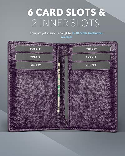 VULKIT Bifold Front Pocket Slim Wallet RFID Blocking Minimalist Thin Leather Credit Card Holder Wallet for Men and Women3