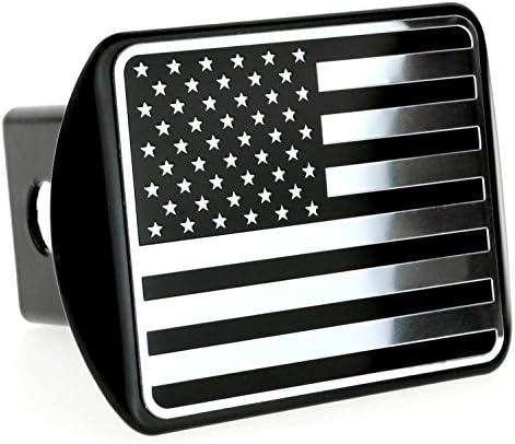 eVerHITCH USA Stainless Steel Flag Metal Hitch Cover (Fits 2" Receivers, Black & Chrome)