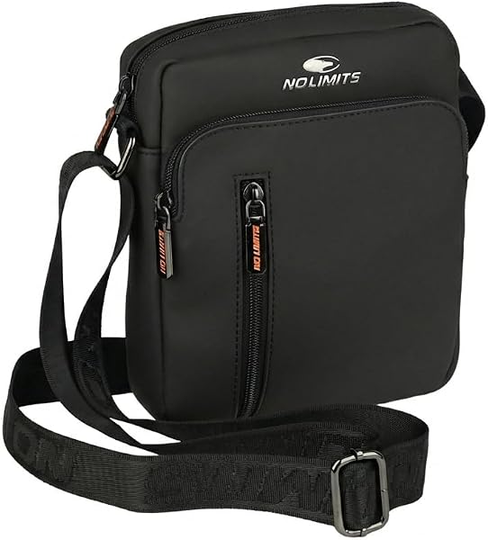 No Limits Borsello Uomo a Tracolla Regolabile, Impermeabile, Effetto Soft-Touch e Fodera Arancione, Multitasche con Zip - 1