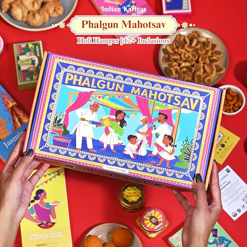 Image of Indian Karigar Phalgun Mahotsav 2026 | 13 Inclusions | Holi Gulal for Holi Colour 320g | Thandai Powder + Shahi Mukhwas + Holi Song Card & More | Organic Skin Safe Holi Colors With Certificate & Greeting Card | Holi Gifts (Phalgun Mahotsav Holi Colour Gift Box)