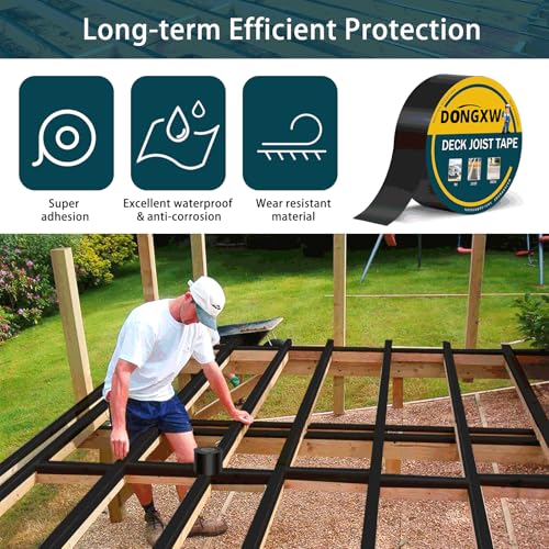 Image of Dongxw Joist Tape for Decking 2 inch x 50', 8 Rolls Butyl Deck Flashing Tape, Weather-Resistant and Waterproof, Self-Adhesive for Wood Joists, Decks, Beams, Roofs, RV Repairs
