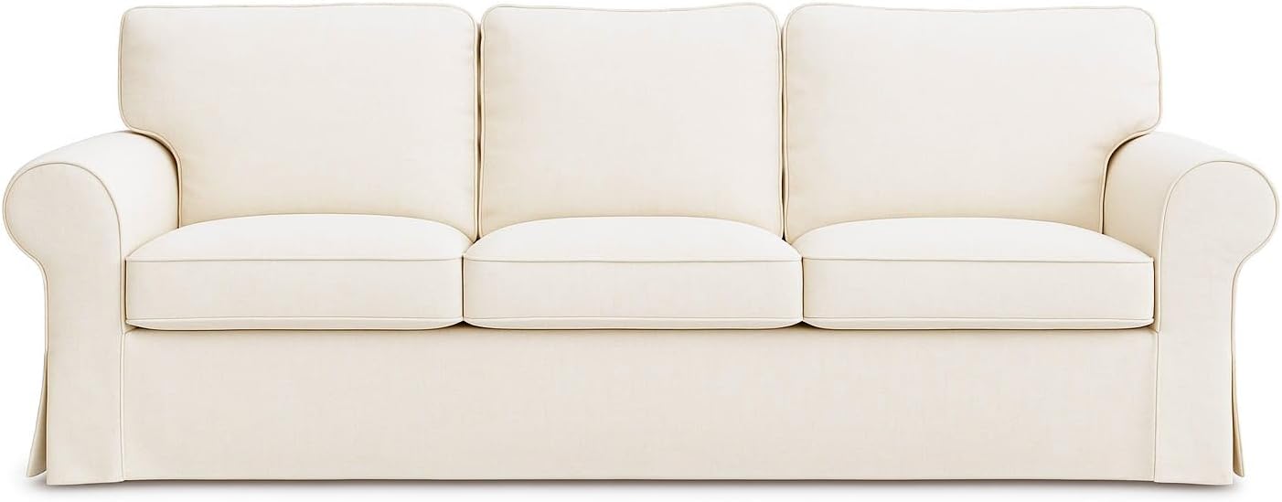 Ektorp Sofa Cover Replacement for IKEA Ektorp 3 Seat Cover, Ektorp Couch Cover, Ektorp 3 Seater Sofa Cover Only!(Polyester Daily Off White) Three Seat Cover-daily Off White
