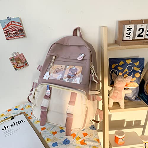 Osuner Mochila kawaii com pino e acessórios Linda mochila kawaii de grande capacidade Bolsa escolar