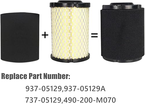 Miniatura 6 de 937-05129 737-05129 Filtro de aire compatible con Troy-Bilt C-Cadet Craftsman MTD 7T84JU 7T84MU 382cc OHV Motores Cortacésped Rep 490-200-M070
