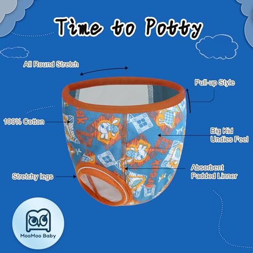 Image of MooMoo Baby Potty Training Pants 6 Packs Absorbent Training Underwear for Boys and Girls Cotton Pee Pants 2T-9T