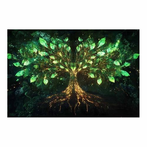 Arbre de vie decoration murale pour habiller un mur vide tableau vert 60x90