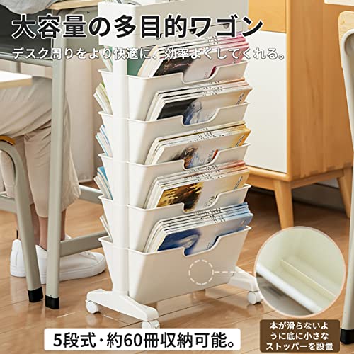 サイドワゴン 本棚 書類ワゴン キャスター付き 引き出し 6段 デスク下 収納ラック 大容量 スリム サイドテーブル デスク収納 チェスト デスクワゴン オフィス収納 多目的ワゴン テレワーク リモートワーク [3]