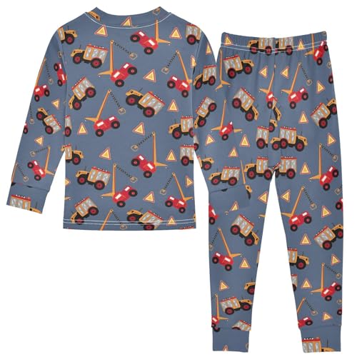 ALAZA Cartoon Red Truck 2 Piece Pajama Set Long Sleeve Top and Pants Sleepwear Unisex2