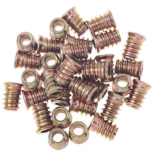 50 Pieces 1/4-20 Threaded Inserts For Wood Nutsert Furniture Screw-In Nut 15Mm Length Hex Drive #TOP2