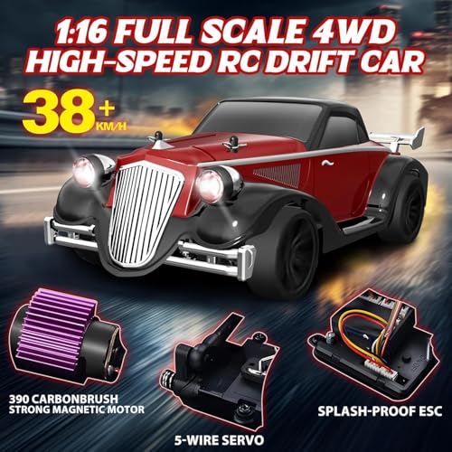 Image of Samtop Rc Drift Cars for Adults, 1 /16 Remote Control Car, 35Km /h High Speed Fast RC Car for Adults, 2.4GHz with 7 Modes LED Lights Racing RC Drifting Car, Multicolor