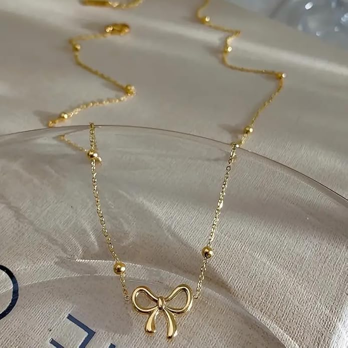 Image of Necklace Set For Women Stylish | Anti Tarnish Waterproof Stainless Steel Chain Pendant Necklaces Jewelry for Love | Gold Plated Jewellery Accessories for Woman & Girls | Birthday Gift for Wife & Girlfriend