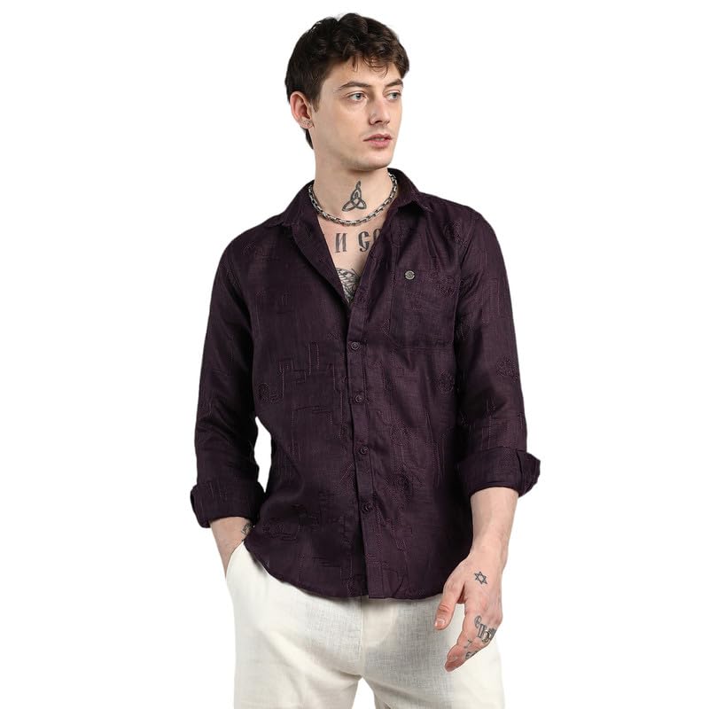 Image of CAHOOT Men'sTartan Plaid Shirt for Casual Wear | Spread Collar | Long Sleeve | Button Closure | Shirt Crafted with Comfort Fit for Everyday Wear