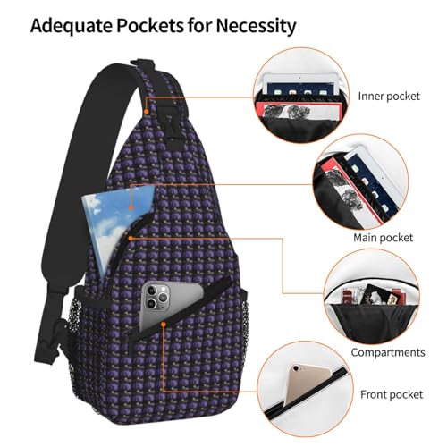 Bolsa de pecho cruzada elegante con estampado diagonal de lavanda 5