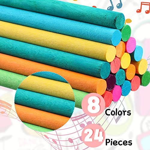 24 Pieces Rhythm Music Lummi Sticks For Kids 8 Colors Musical Instruments 12 Inch Wooden Rhythm Sticks Set For Kids Classroom Toddler Music Toys Percussion Instruments Girls Boys #TOP2