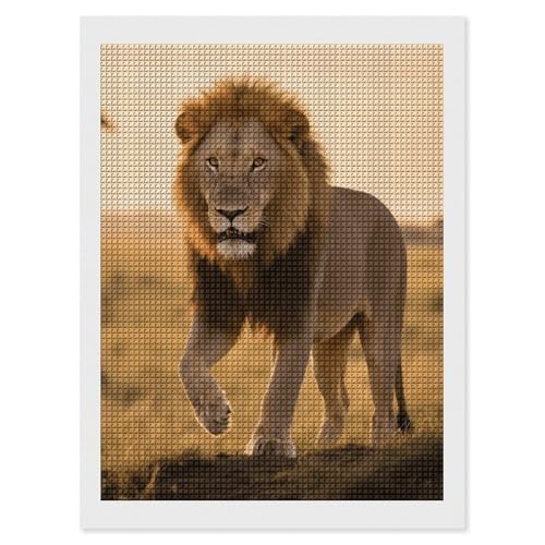 Kit point de diamant carré lion des prairies idée cadeau créatif adulte