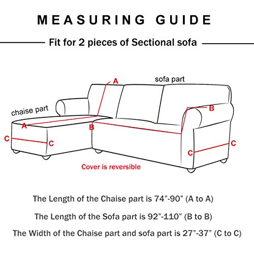 image for WOMACO L Shape Sofa Covers Sectional Sofa Cover 2 pcs Stretch Sofa Sli