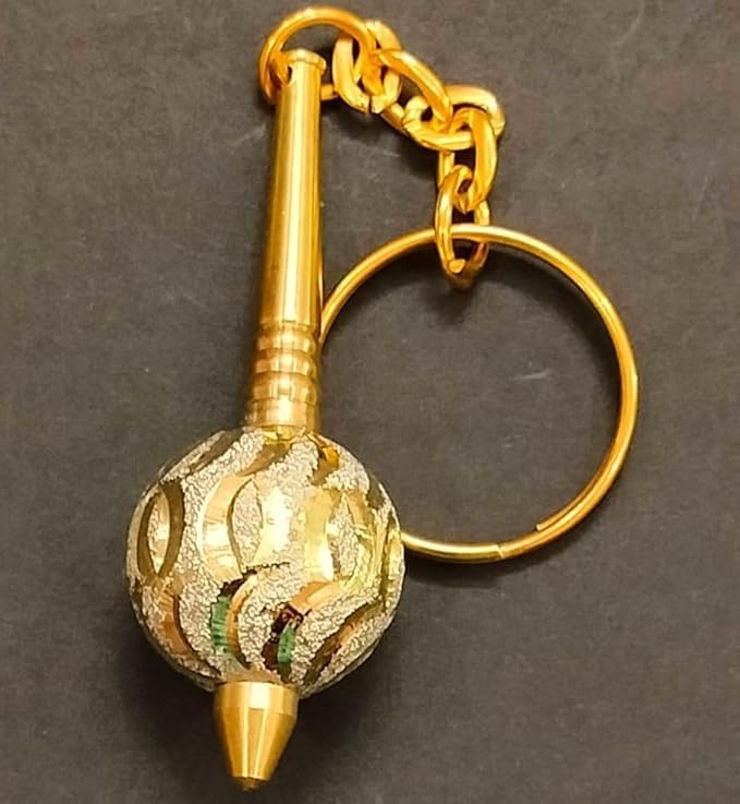 Hanuman Gada Keychain and Pendant, Golden, Medium Size, Pack of 2