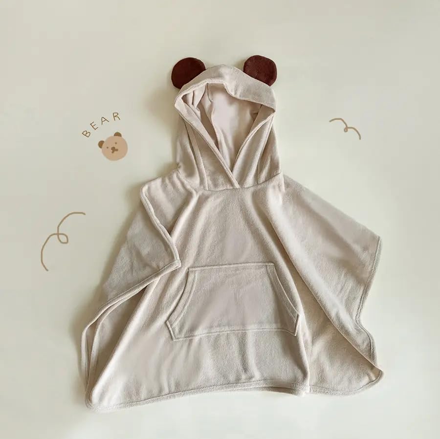 Baby & Toddler Poncho Towel with Hood, 4 Animal Designs (Rabbit, Panda, Bear, Puppy) - Image 2