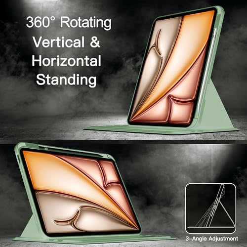 Image of TGK Rotating Case Cover for iPad Air 13 inch M4 /M3 /M2 (2026 /2025 /2024) with Pencil Holder (Mint Green)