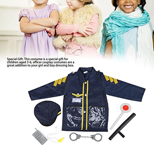 7 PCS Traje de Policial, Fantasia de Policial para Crianças, Kit de Dramatização Com Uniforme da Pol