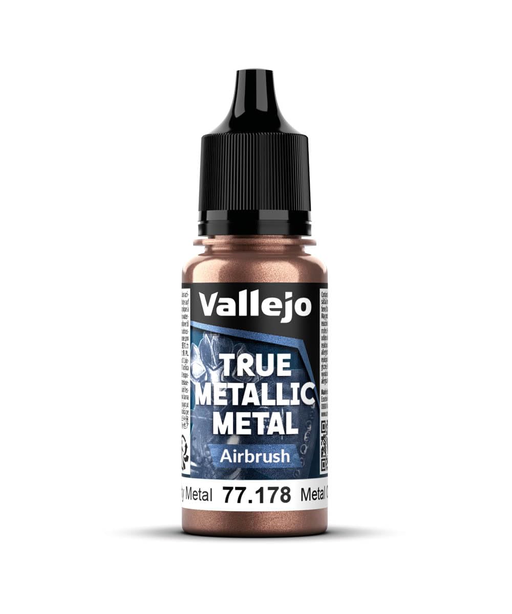 Vallejo True Metallic Paint 178-18ML for Airbrush, Rusty Metal Finish, Homogeneous and High Intensity, Ready to Use, Ideal for Modeling and Crafts