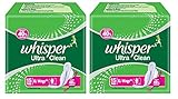 2 PACK X 15 N ( 30 PADS) NEW WHISPER CHOICE ULTRA CLEAN WITH EXTRA LONG WINGS FOR WOMEN FLEXI ABSORB SYSTEM
