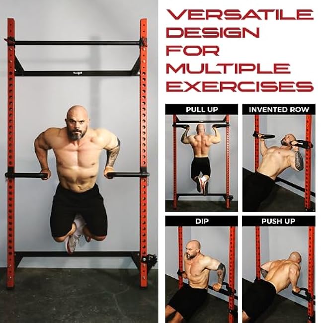 Yes4All 500 LBS Capacity - Dip Bars for 2x2 with 1 Hole Power Cage, Squat Rack Attachments - Multi-Grip Handles Dip Attachment for Dips, Pull Up, Push-up